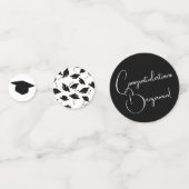 Graduation Party Zwart-wit Personaliseer tafel Confetti (Achterkanten)