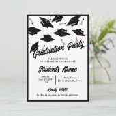 Graduation Party Zwart-wit Petten in de lucht Kaart (Staand voorkant)