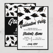 Graduation Party Zwart-wit Petten in de lucht Kaart (Voorkant / Achterkant)