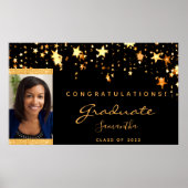 Graduation party zwarte gouden sterren foto 2023 poster (Voorkant)