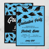 Graduation Party Zwarte Petten in de lucht Lichtbl Kaart (Voorkant / Achterkant)