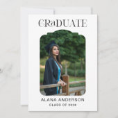 Graduation Photo Announcement Modern Arch Black Aankondiging (Voorkant)