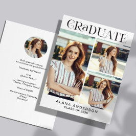 Graduation Photo Announcement Modern Collage Aankondiging