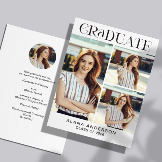 Graduation Photo Announcement Modern Collage Aankondiging