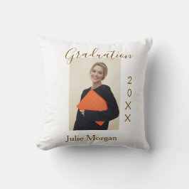 Graduation photo brown golden year 20XX namesimple Kussen
