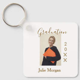 Graduation photo brown golden year 20XX namesimple Sleutelhanger