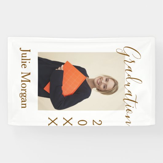 Graduation photo brown golden year 20XX namesimple Spandoek (Horizontaal)