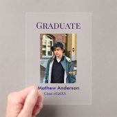 Graduation photo name class of 20XX blue simple bo Acryl Uitnodigingen (Insitu (Draagbaar))