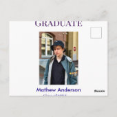 Graduation photo name class of 20XX blue simple bo Briefkaart (Achterkant)