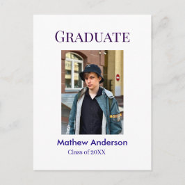 Graduation photo name class of 20XX blue simple bo Briefkaart