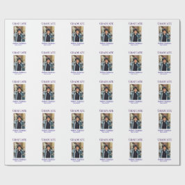 Graduation photo name class of 20XX blue simple bo Cadeaupapier