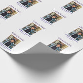 Graduation photo name class of 20XX blue simple bo Cadeaupapier (Hoek)