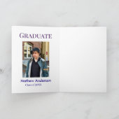 Graduation photo name class of 20XX blue simple bo Kaart (Binnen)
