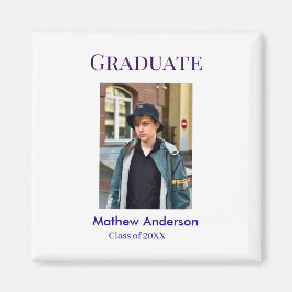 Graduation photo name class of 20XX blue simple bo Magneet