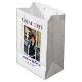 Graduation photo name class of 20XX blue simple bo Medium Cadeauzakje (Voorkant Gekanteld)