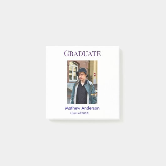 Graduation photo name class of 20XX blue simple bo Post-it® Notes (Voorkant)
