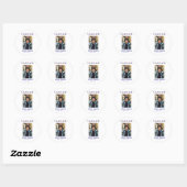 Graduation photo name class of 20XX blue simple bo Ronde Sticker (Vel)