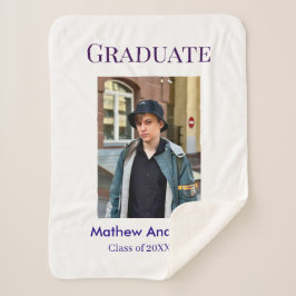 Graduation photo name class of 20XX blue simple bo Sherpa Deken