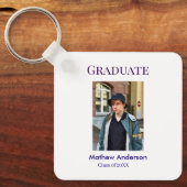 Graduation photo name class of 20XX blue simple bo Sleutelhanger (Voorkant)