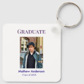 Graduation photo name class of 20XX blue simple bo Sleutelhanger (Achterkant)