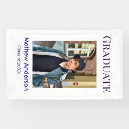 Graduation photo name class of 20XX blue simple bo Spandoek