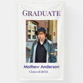 Graduation photo name class of 20XX blue simple bo Spandoek (Verticaal)