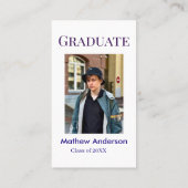 Graduation photo name class of 20XX blue simple bo Visitekaartje (Achterkant)