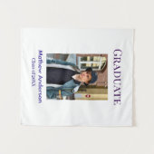 Graduation photo name class of 20XX blue simple bo Wandkleed (Voorkant (horizontaal))