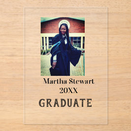 Graduation photo name year class university simple acryl uitnodigingen