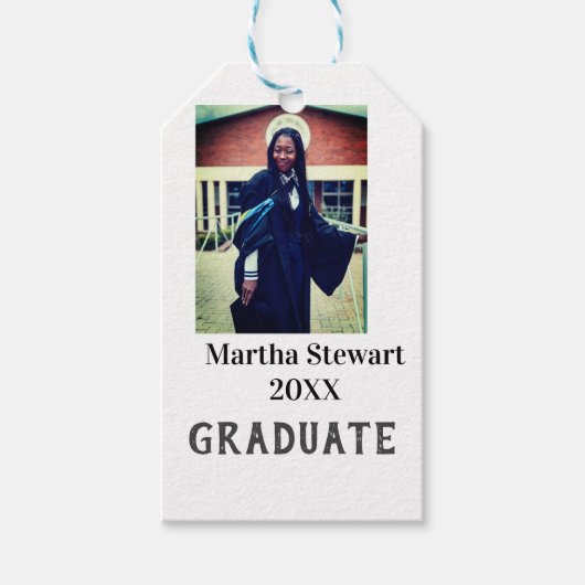 Graduation photo name year class university simple cadeaulabel (Voorkant)