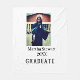 Graduation photo name year class university simple fleece deken