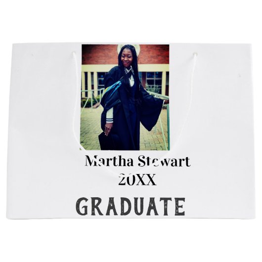 Graduation photo name year class university simple groot cadeauzakje (Voorkant)