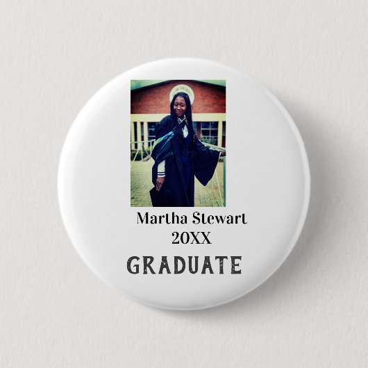 Graduation photo name year class university simple ronde button 5,7 cm (Voorkant)