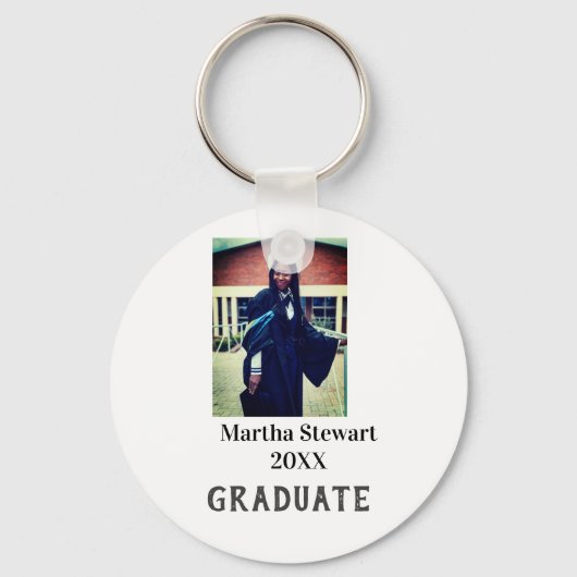 Graduation photo name year class university simple sleutelhanger (Voorkant)