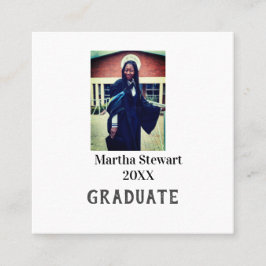 Graduation photo name year class university simple vierkante visitekaartje