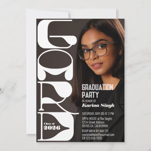 Graduation Photo Party Invitation – Modern Chic Kaart (Voorkant)