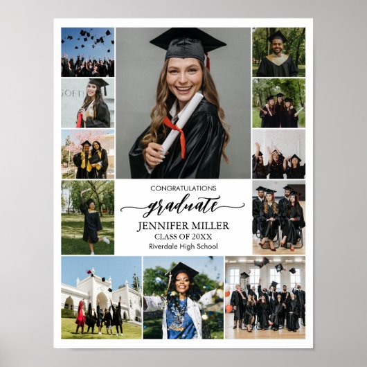 Graduation Portrait Custom Senior Photo Collage Poster (Voorkant)