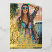 Graduation Real Golden Chic Fancy Romantic Photo  Folie Uitnodiging (Voorkant)