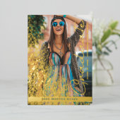 Graduation Real Golden Chic Fancy Romantic Photo  Folie Uitnodiging (Staand Voorkant)