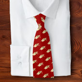 Graduation Red Gold Foil Cap Icon Pattern Minimal Stropdas