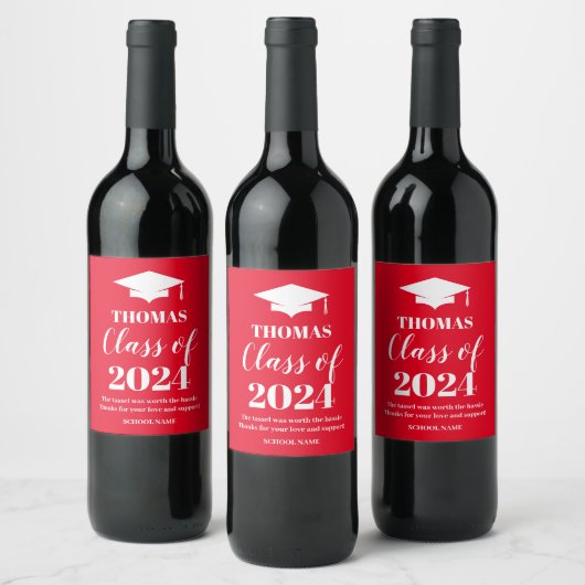 Graduation red wine label wijn etiket (Flessen)