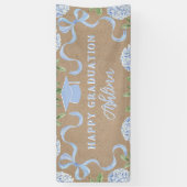 Graduation Sign, Kraft Colored Blue Hydrangea Spandoek (Verticaal)