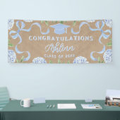 Graduation Sign, Kraft Colored Blue Hydrangea Spandoek (Beurs)