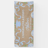Graduation Sign, Kraft Colored Blue Hydrangea Spandoek (Verticaal)