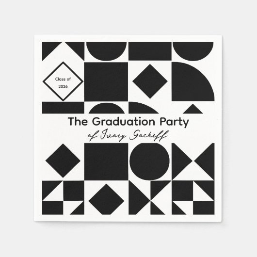 Graduation Simplistic Geometry Black and White Servet (Voorkant)