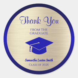 Graduation Thank You Gold Blue Class of 2023 Ronde Sticker