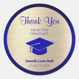 Graduation Thank You Gold Blue Class of 2023 Ronde Sticker