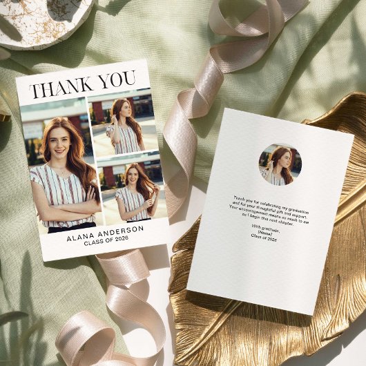 Graduation Thank you Photo Collage Modern Class Bedankkaart