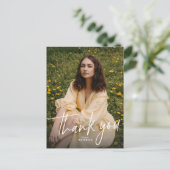 Graduation thank you postcard with two photos briefkaart (Staand voorkant)