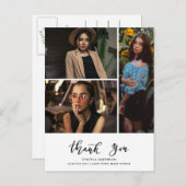 Graduation Thank You Script Three Grad Photo Briefkaart (Voorkant / Achterkant)